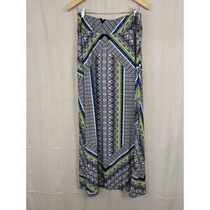 GNW Maxi Skirt Women Large Black White Boho Tribal Stretchy Free Spirited Comfy